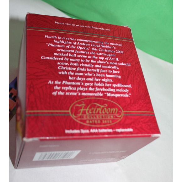 Carlton Heirloom Phantom Of The Opera Masquerade Dated 2002 Fourth Series #97 - Picture 8 of 8